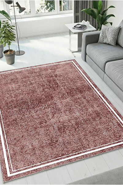 HaLıFoRuM Yıkanabilir Kaymaz Tabanlı Mutfak Halısı Salon Oturma Odası Koridor DZ-25-PEMBE