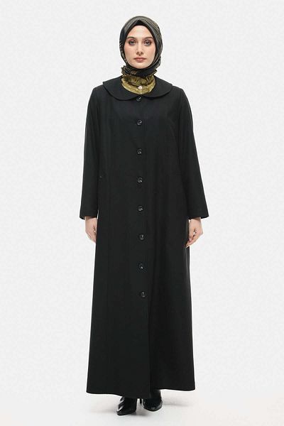 Setrms Plus Size Top Coat with Black Wooden Buttons 2512049