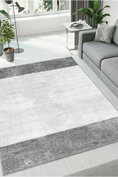 HaLıFoRuM Yumuşak Kaymaz Tabanlı Yıkanabilir Mutfak Halısı Koridor Oturma Salon DZ-32-GRİ