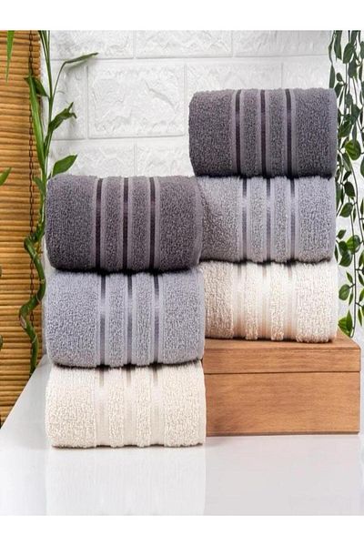 HANE TEKSTİL Dowry-Gift 50*90 cm Set of 6 Hand and Face Towels