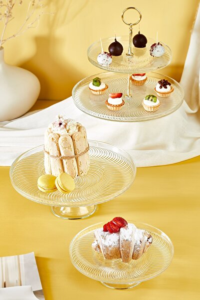 Lora Bianca Diana 5 Piece Cake/Cake/Dessert Presentation Set and Serving Stand Set