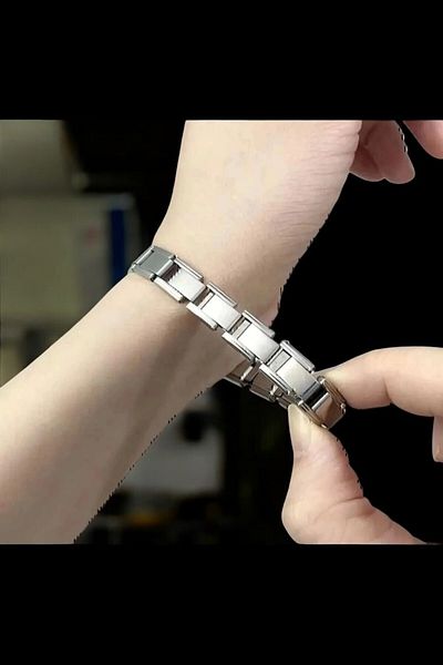 shop Unisex Italian Charm Men/Womens Silver Stretchy Steel Bracelet (Written on)