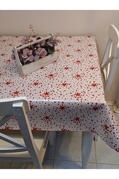 Başak Ev Tekstili Fiber Pvc Oilcloth - Patterned Erasable Tablecloth (Red)