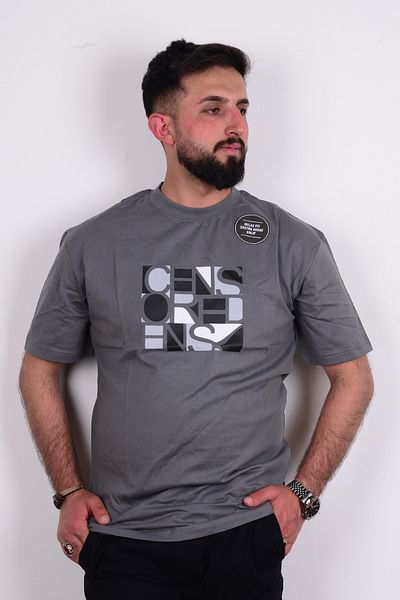 Cazador 24yceeo04088 Tricou confortabil cu imprimeu pentru bărbați, gri închis