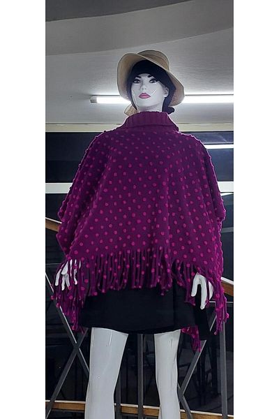 EREN STYLE Italian Bohemian Throat Wool Felt Poncho