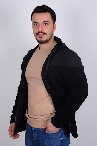 Cazador 23kceeo05105 Black Men's Fleece with Front Zipper