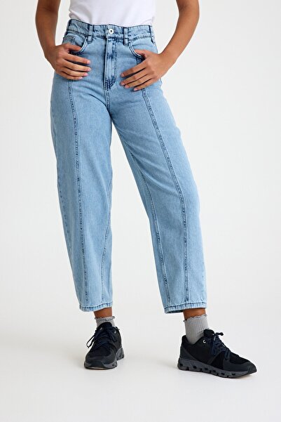 QANU Cotton Front Stitched Trousers Light Blue