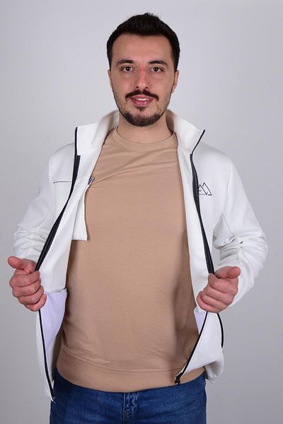 Cazador 23kceeo05024 Cardigan pentru scuba pentru bărbați, cu fermoar, ecru