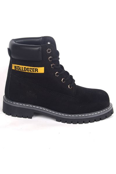 Bulldozer 240602   Cizme de iarnă unisex din nubuc negru - talpă ortopedică, model lateral și șireturi