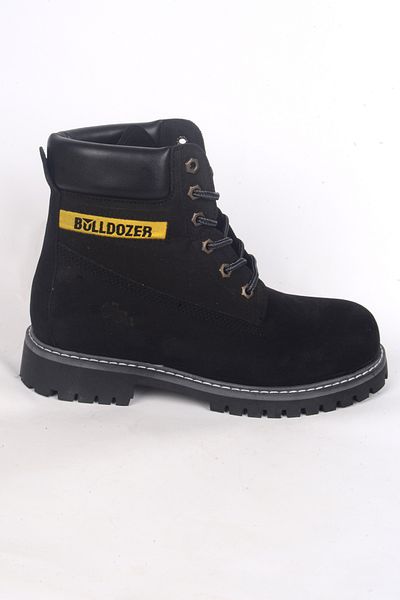 Bulldozer 250122   Black Nubuck - Side Patterned Lace-Up Men's Winter Boots