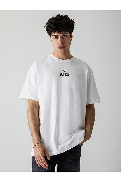 Ltb Λευκό μπλουζάκι Casual Cut με σύνθημα