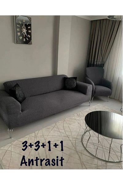 MAVİ YELKEN HOME Flexible and Washable Seat Cover Set - Elastic (2 Pcs 3 Pcs, 2 Pcs 1)