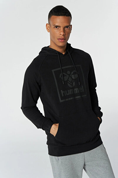 hummel 921556-2001 Siyah Baskılı Kapüşonlu Erkek Sweat