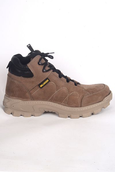 Bulldozer 250108   Men's Winter Boots - Lace-Up, Side Zipper, Orthopedic Sole, Half-Collar, Mink Nubuck