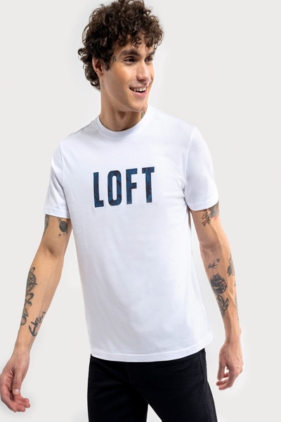 Loft 2035789 Beyaz Erkek Regular Fit Bisiklet Yaka Normal Kesim Baskılı %100 ...