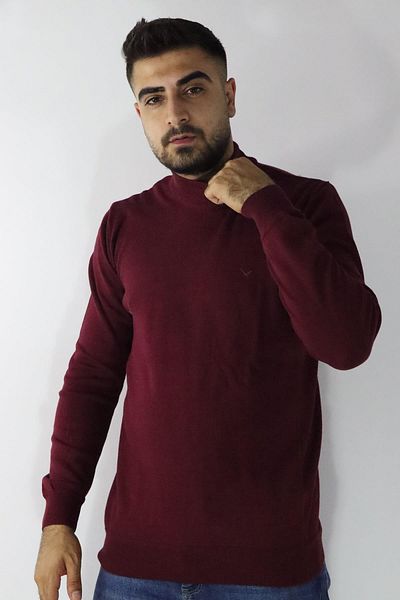 Cazador 22kceeo03603 Pulover de bază cu jumătate de gât roșu Claret pentru bărbați