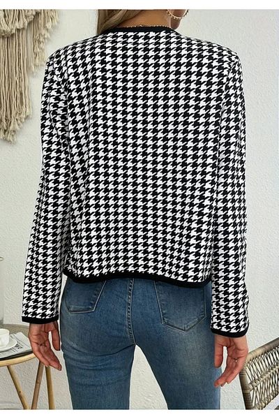 Little Visqon Women's Long Sleeve Houndstooth Print Raised Diving Jacket