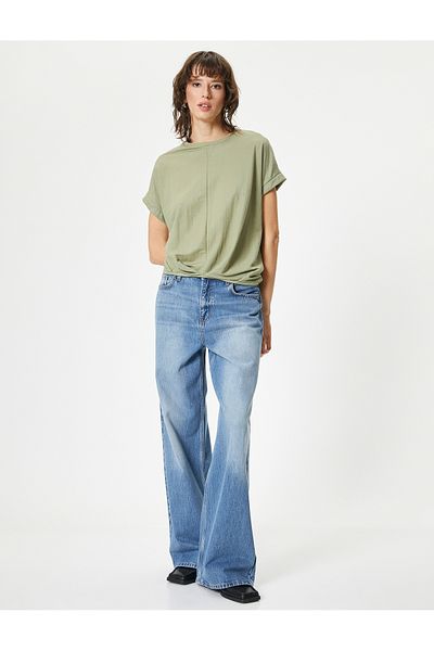 Koton Μπλουζάκι Relaxed Fit με κοντό μανίκι μπροστινή ραφή