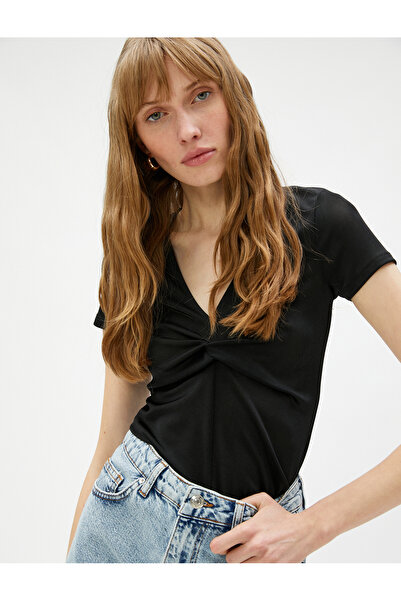 Koton Tricou cu mânecă scurtă cu decolteu în V