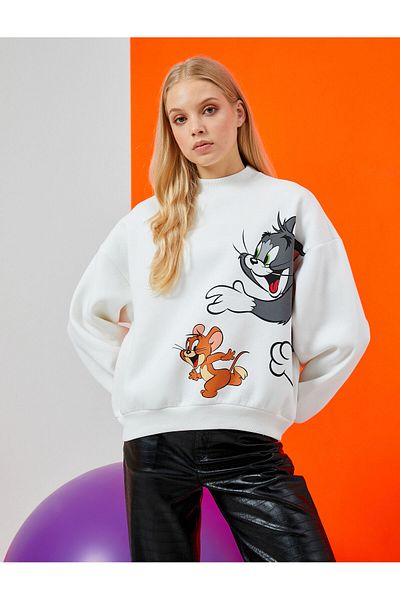 Koton Women's Ecru Sweatshirt 3WAL10443IK