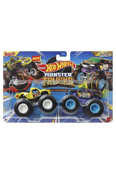 HOT WHEELS MONSTER TRUCK SET 2 MASINI TOTALED SI CRATE DANGER SCARA 1 LA 64