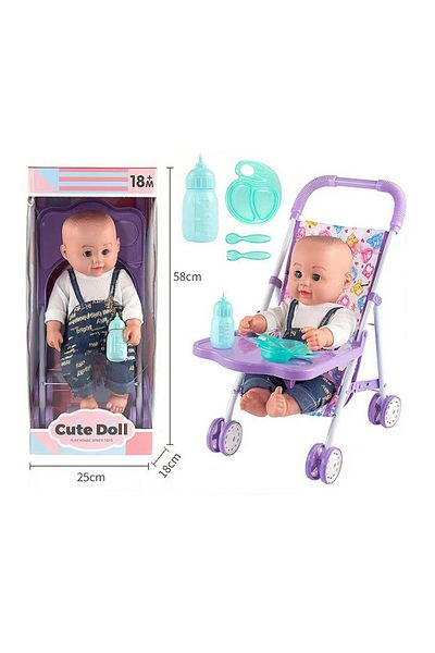 Fab N Funky Bebek Arabası ve Aksesuarları ile Bebek Bebeği, مجموعة 6 قطع, 18+ آي, 25x18x58 سم كاتلانابيلير