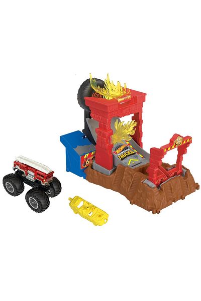 HOT WHEELS MONSTER TRUCKS ENTRY CHALLENGE ARENA SMASHERS PROVOCAREA FIRE CRASH