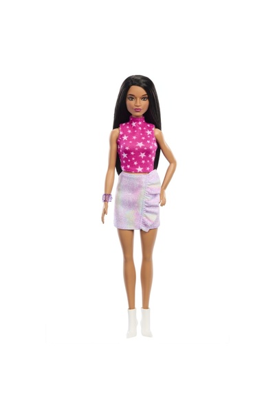 Barbie PAPUSA BARBIE FASHIONISTA BRUNETA CU TOP CU STELUTE