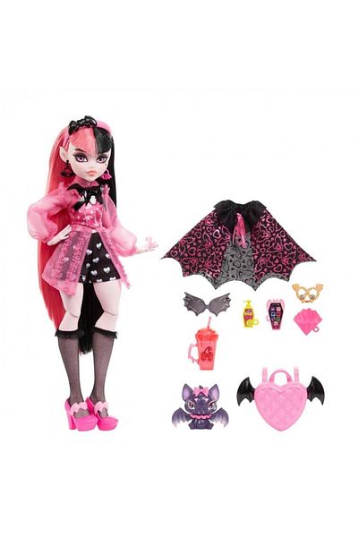 MONSTER HIGH PAPUSA DRACULAURA CU ANIMALUT SI ACCESORII