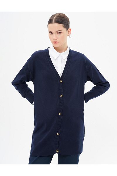 Kayra Basic Knitwear Cardigan Navy Blue