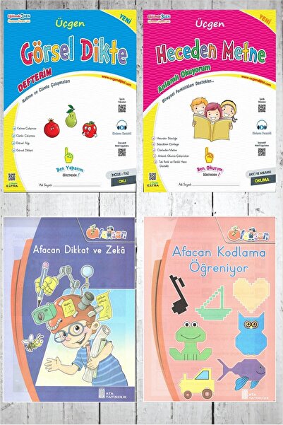 Üçgen Yayıncılık 1.Sınıf Görsel Dikte+Heceden Metne+Dikkat ve Zeka+Kodlama
