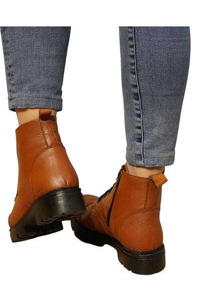HON'S Premium Tan-Genuine Leather Γυναικείες Μπότες - Αντιολισθητική σόλα, Χειμερινές Μπότες (HSA006)