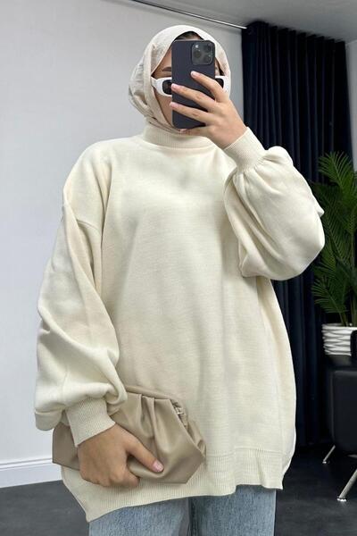 Get Crazy White Knitwear Sweater - Half Turtleneck