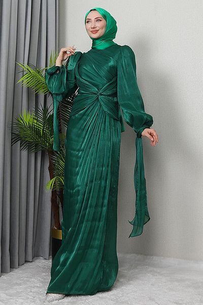 GİZ AGİYİM Βραδινό φόρεμα Orchid Emerald Silk