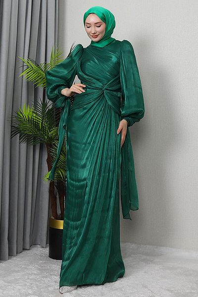 GİZ AGİYİM Βραδινό φόρεμα Orchid Emerald Silk