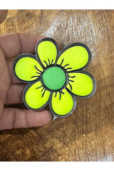 Gönülden Tasarım 5x5 cm Aplicație Florală din PIELE ARTIFICIALĂ Galbenă - Cus...