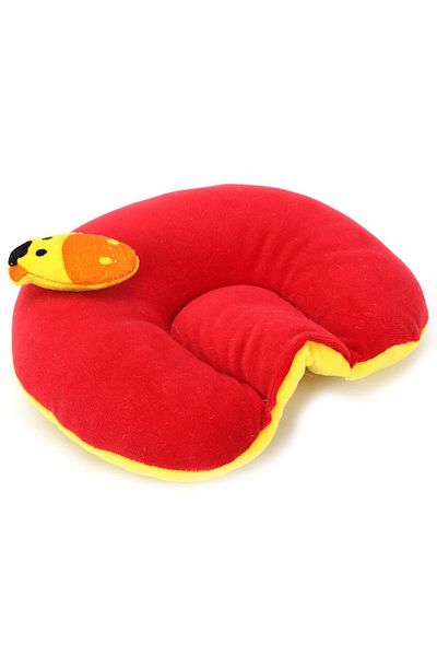 Babyhug وسادة على شكل حرف U من القطن المخملي بنقشة زرافة، باللون الأحمر - مناسبة للأطفال من عمر 0 إلى 3 أشهر، الطول 20 × العرض 5 × الارتفاع 18 سم