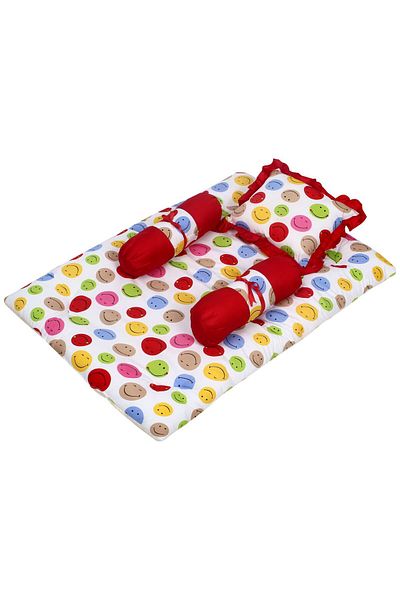 Babyhug طقم فراش فاخر من Happy Face، ناعم ومريح، للأطفال من سن 0 أشهر فما فوق، الطول 85 × العرض 58 × الارتفاع 6 سم