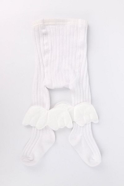 Le Mabelle White Wing Ribbed Girl's Pantyhose