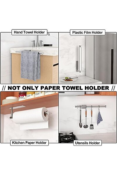 Yelajoy Paper Towel Holder, Kitchen Tissue Roll, 304 Stainless Steel, Self-Adhesive Tissue Holder (Silver)