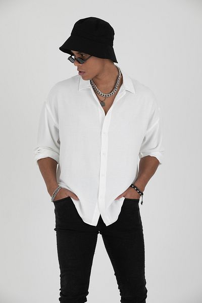 JAKARLI Men's Textured Oversize Shirt