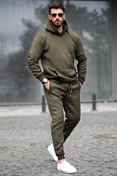 BayBayan Ανδρικό σετ χειμερινής φόρμας Oversize 3 Thread Raised