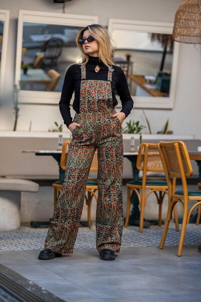 Miss Boheme Pera Çiçek Desenli Bol Paça Salopet Tulum