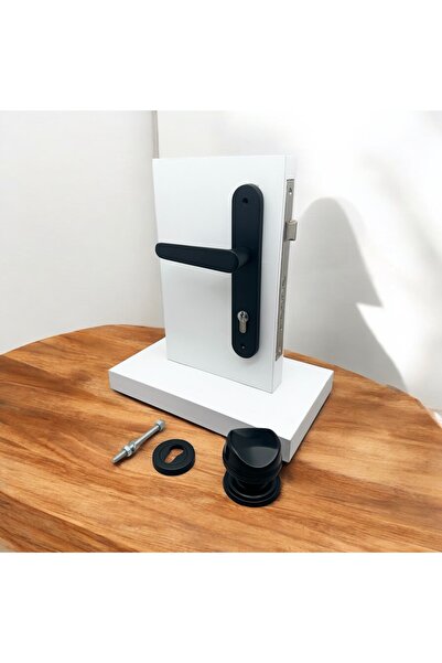 KOLDOOR Kaira Mat Siyah Zamak Yale Çelik Kapı Kolu Sol Basar + Kumru iKapı Tokmağı Ve Alt Rozeti