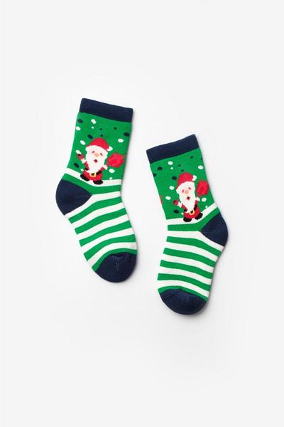 Le Mabelle Green Santa Claus Patterned Girls' Christmas Socks