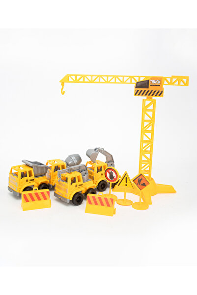 Fab N Funky مجموعة ألعاب مركبات البناء الهندسية والرافعات 4 في 1 مع إشارات الطرق، للأعمار من 3 سنوات فما فوق