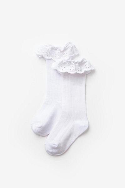 Le Mabelle Șosete albe pentru fete festonate