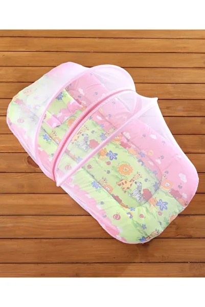 Babyhug Bedding Set with Zip Mosquito Net, Animal House Print, Soft Fabric, 91x47cm - Pink