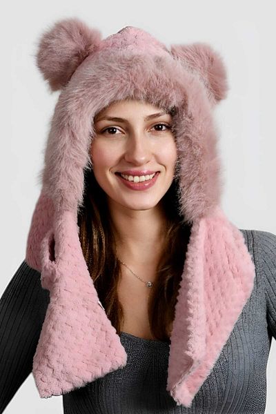 Trenderrs Women's Headphone Neck Tie Soft Plush Hat