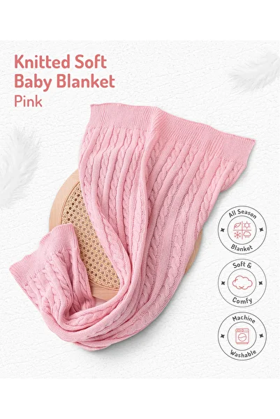 Fab N Funky Classic Knot Baby Blanket - Soft & Lightweight Pink Newborn Gift, Cozy Comfort for Infants 6M+